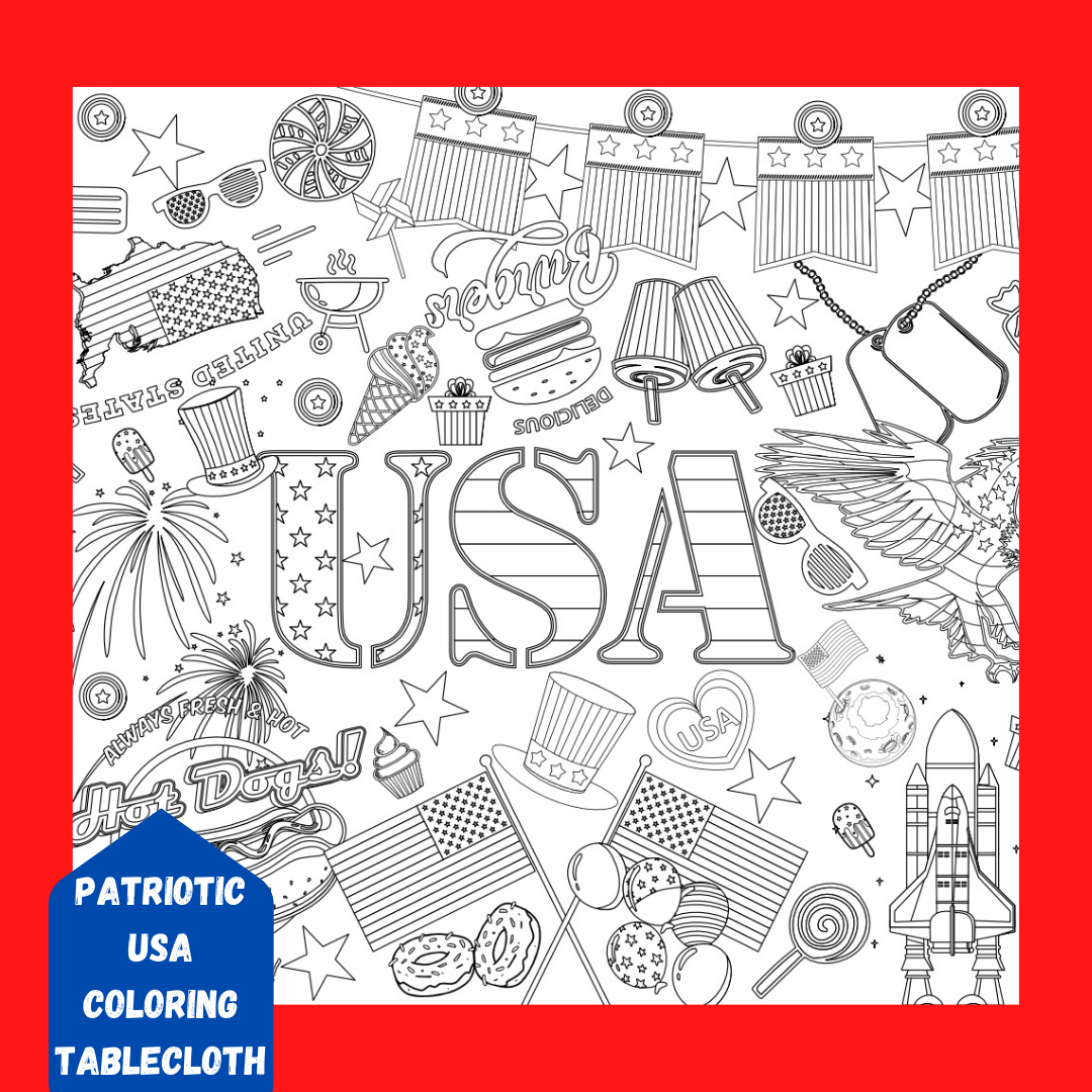 USA Patriotic Table Cover by Creative Crayons Workshop