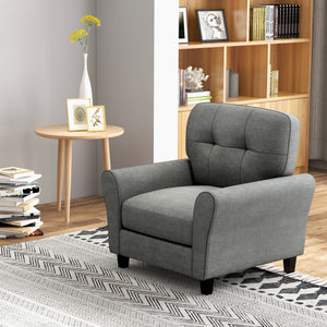 Modern Upholstered Accent Chair with Rubber Wood Legs-Gray
