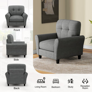 Modern Upholstered Accent Chair with Rubber Wood Legs-Gray