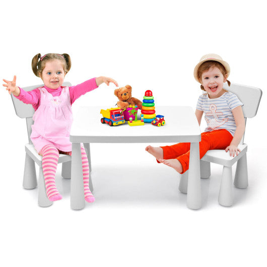 3 Pieces Toddler Multi Activity Play Dining Study Kids Table and Chair Set-White