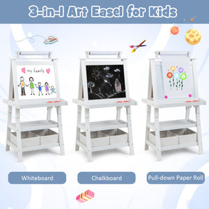 3-in-1 Double-Sided Storage Art Easel-White