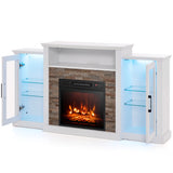 Fireplace TV Stand with 16-Color Led Lights for TVs up to 65 Inch-White