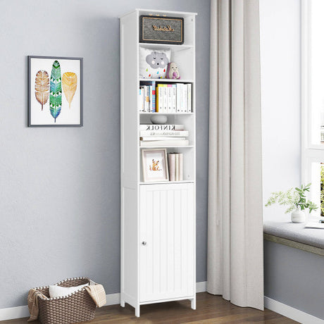 72 Inches Free Standing Tall Floor Bathroom Storage Cabinet-White