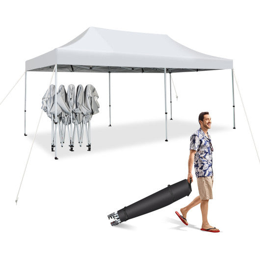 10 x 20 Feet Outdoor Pop-Up Patio Folding Canopy Tent-White