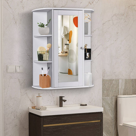 Bathroom Cabinet Single Door Shelves Wall Mount Cabinet