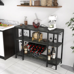 Industrial Wine Rack Wine Bar Cabinet with Storage Shelves-Gray