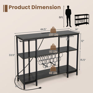 Industrial Wine Rack Wine Bar Cabinet with Storage Shelves-Gray