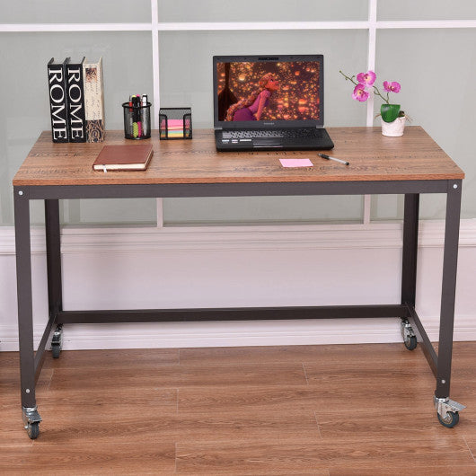 Metal Frame Computer Desk with Wheels