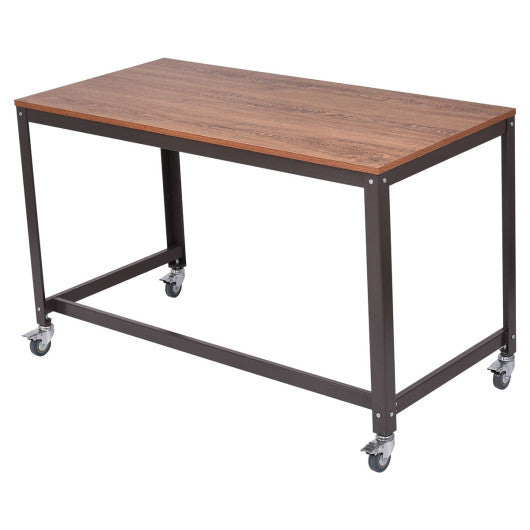 Metal Frame Computer Desk with Wheels