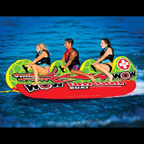 WOW Sports Dragon Boat 3 Person Towable Water Tube For Pool and Lake (13-1060) by Jupiter Gear