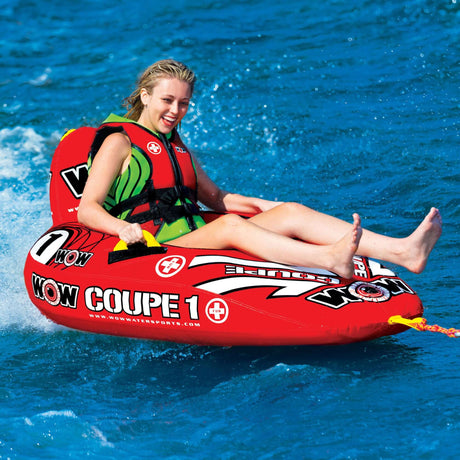 WOW Sports 1 Person Coupe Cockpit Towable Water Tube and Lounge Chair (15-1020) by Jupiter Gear