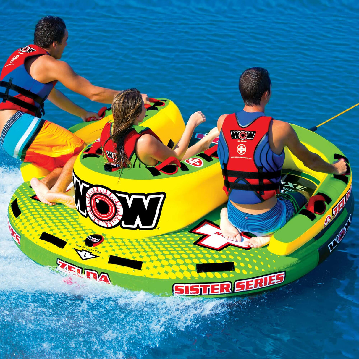 WOW Sports Zelda 1-3 Person Towable Water Tube For Pool and Lake (15-1070) by Jupiter Gear