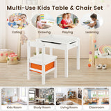 Wood Activity Kids Table and Chair Set with Storage Space-Natrual