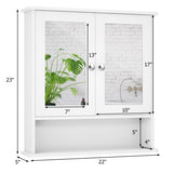 Bathroom Wall Mount Mirror Cabinet Organizer-White