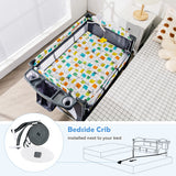 5-in-1 Baby Nursery Center Foldable Toddler Bedside Crib with Music Box