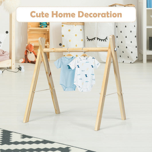 Portable 3 Wooden Newborn Baby Exercise Activity Gym Teething Toys Hanging Bar-Natural