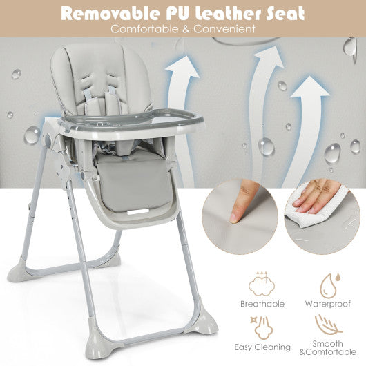 Baby Convertible High Chair with Wheels-Gray