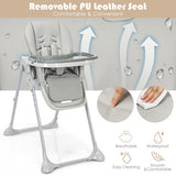 Baby Convertible High Chair with Wheels-Gray