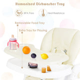 Baby Convertible High Chair with Wheels-Beige