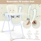 Baby Convertible High Chair with Wheels-Beige