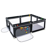 Portable Extra-Large Safety Baby Fence with Ocean Balls and Rings-Black