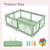 Extra-Large Safety Baby Fence with 50 Ocean Balls-Green