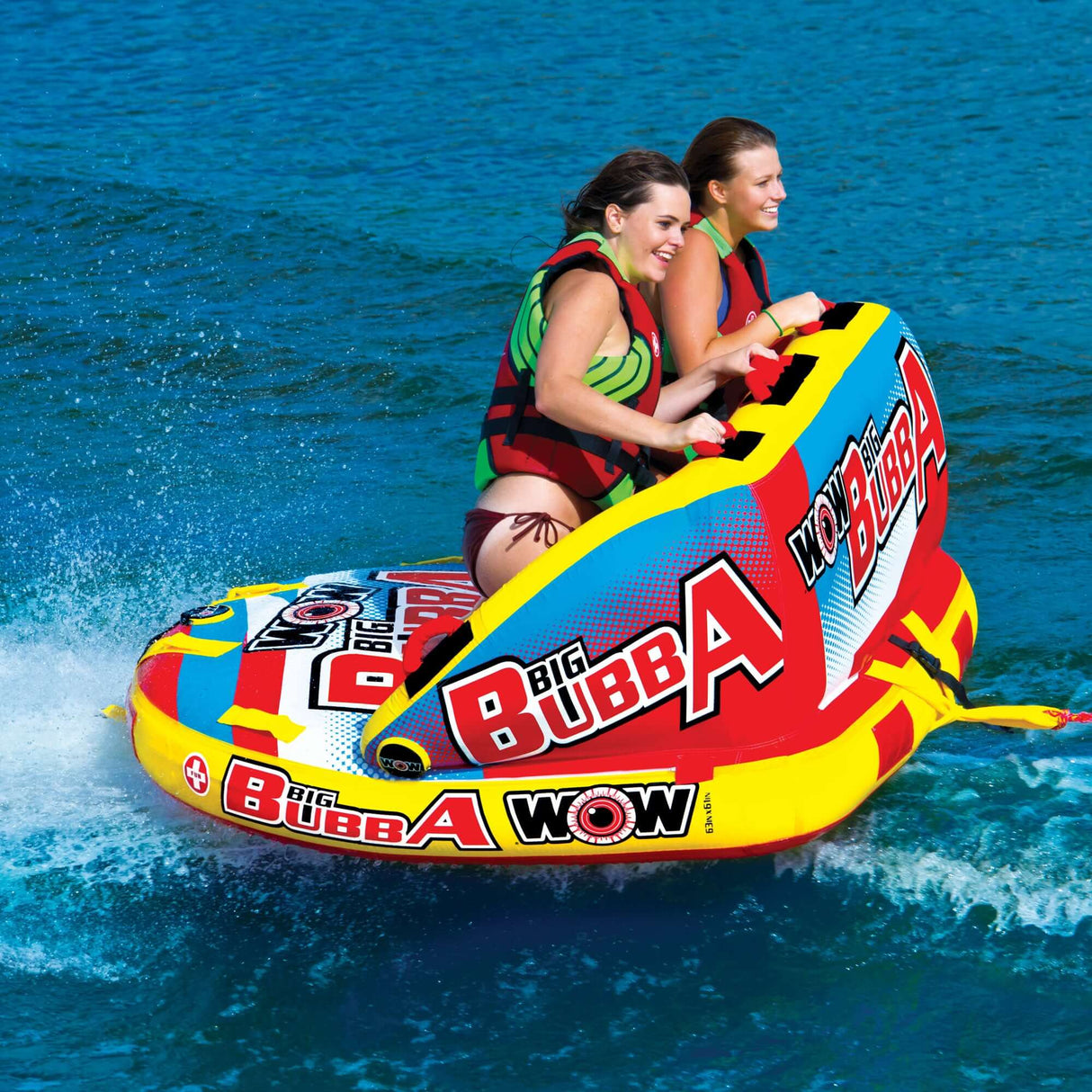WOW Sports Big Bubba Hi Vis 2 Person Towable Water Tube For Pool and Lake by Jupiter Gear