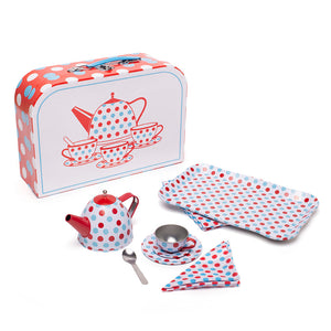 Spotted Tea Set in a Case by Bigjigs Toys US