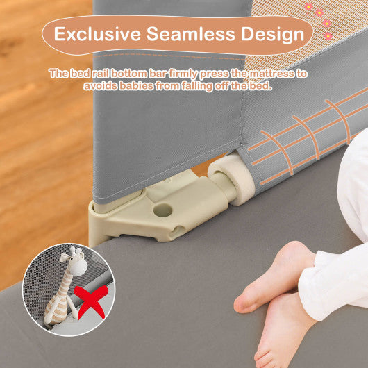 76.8  Inch Baby Bed Rail with Double Safety Child Lock-Gray