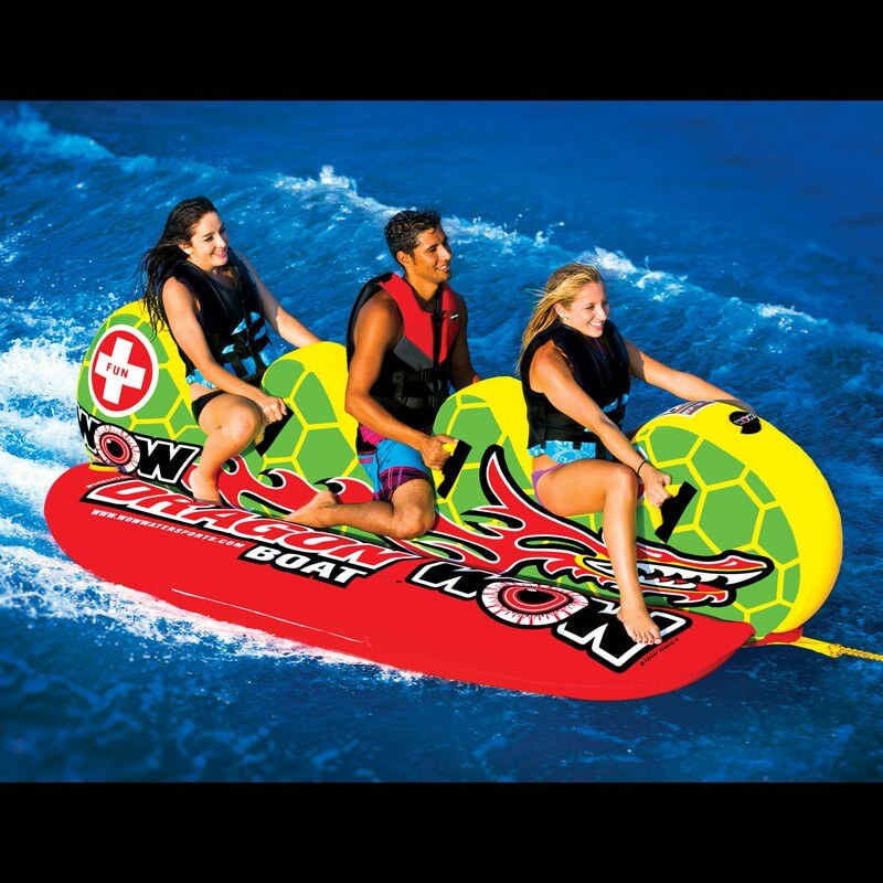 WOW Sports Dragon Boat 3 Person Towable Water Tube For Pool and Lake (13-1060) by Jupiter Gear