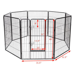 8 Metal Panel Heavy Duty Pet Playpen Dog Fence with Door-40 Inch