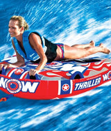 WOW Sports Thriller 1 Person Towable Water Tube - Starter Kit w/ 12V Pump & 1K Tow Rope by Jupiter Gear