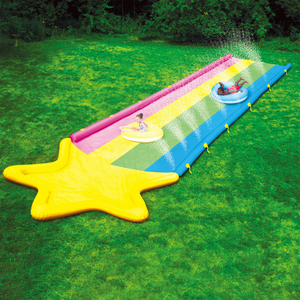 WOW Sports 40' x 8' Rainbow Star Super Slide with 2 Inflatable Sleds (21-2520-WOW) by Jupiter Gear