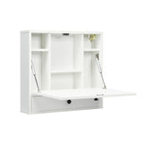 Wall-Mount Floating Desk Foldable Space Saving Laptop Workstation White