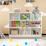 3-Tier Open Bookcase 8-Cube Floor Standing Storage Shelves Display Cabinet-White