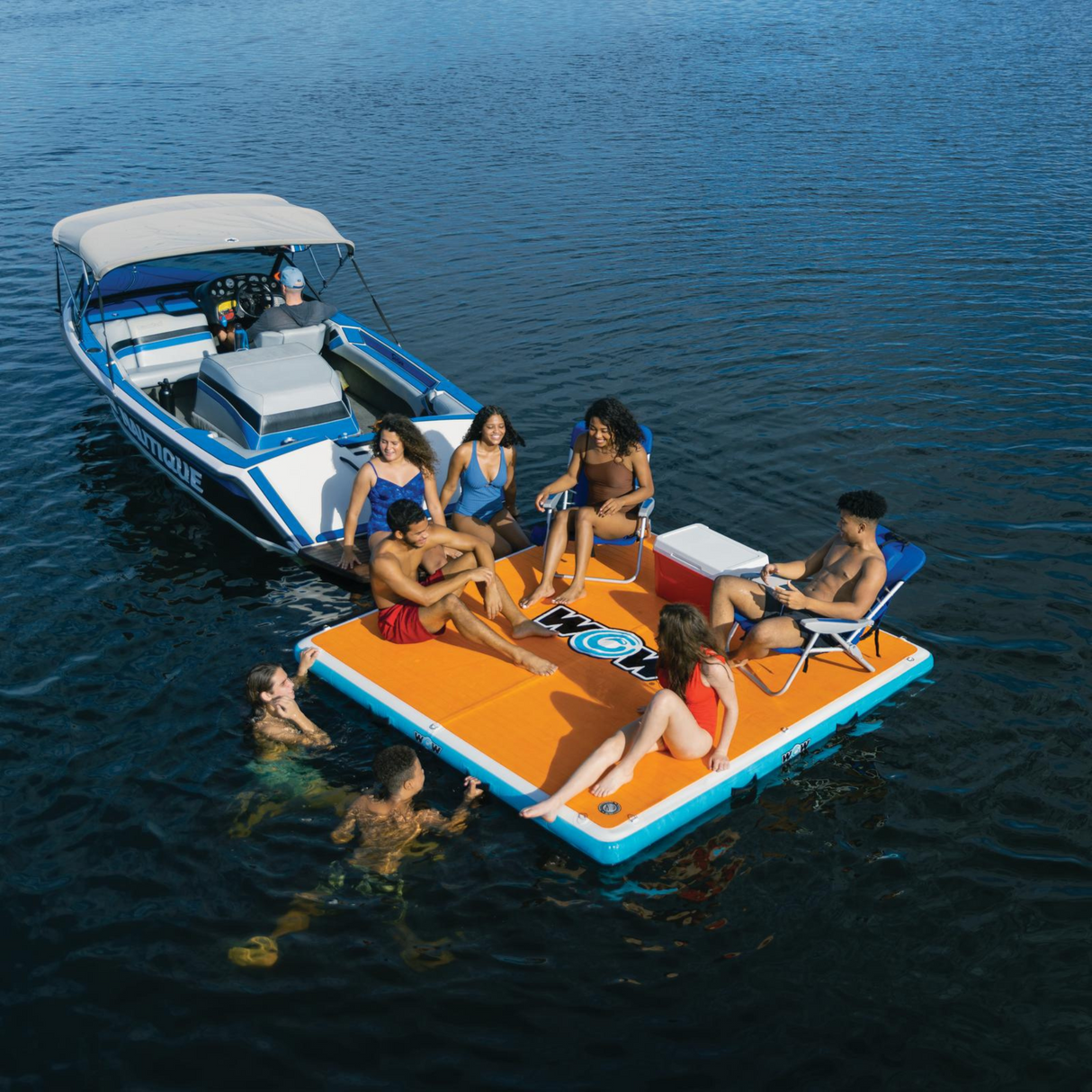WOW Sports 8'x8'x6" Drop Stitch Vacation Station Dock with Deckpad by Jupiter Gear