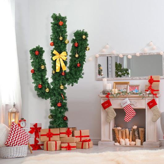 6 Feet Artificial Cactus Christmas Tree with LED Lights