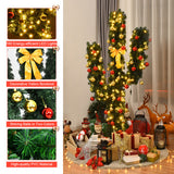7' Artificial Cactus Christmas Tree with Lights-7 ft