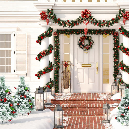 2 Feet Set of 2 Pre-lit Pathway Flocked Christmas Trees Battery Powered