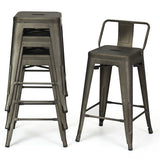 24" Set of 4 Cafe Side Chairs with Rubber Feet and Removable Backs-Gun