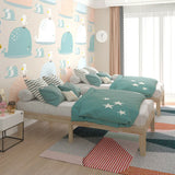 Twin Size 14 Inch Wooden Slats Bed Mattress Frame-Natural