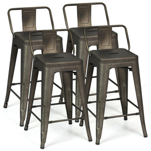 24" Set of 4 Cafe Side Chairs with Rubber Feet and Removable Backs-Gun