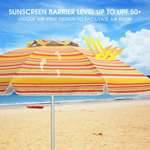 6.5 Feet Beach Umbrella with Sun Shade and Carry Bag without Weight Base-Orange