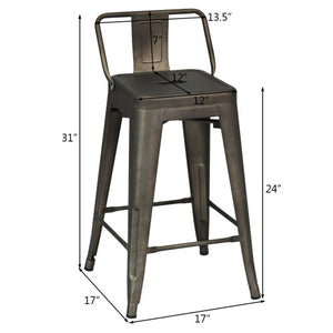 24" Set of 4 Cafe Side Chairs with Rubber Feet and Removable Backs-Gun