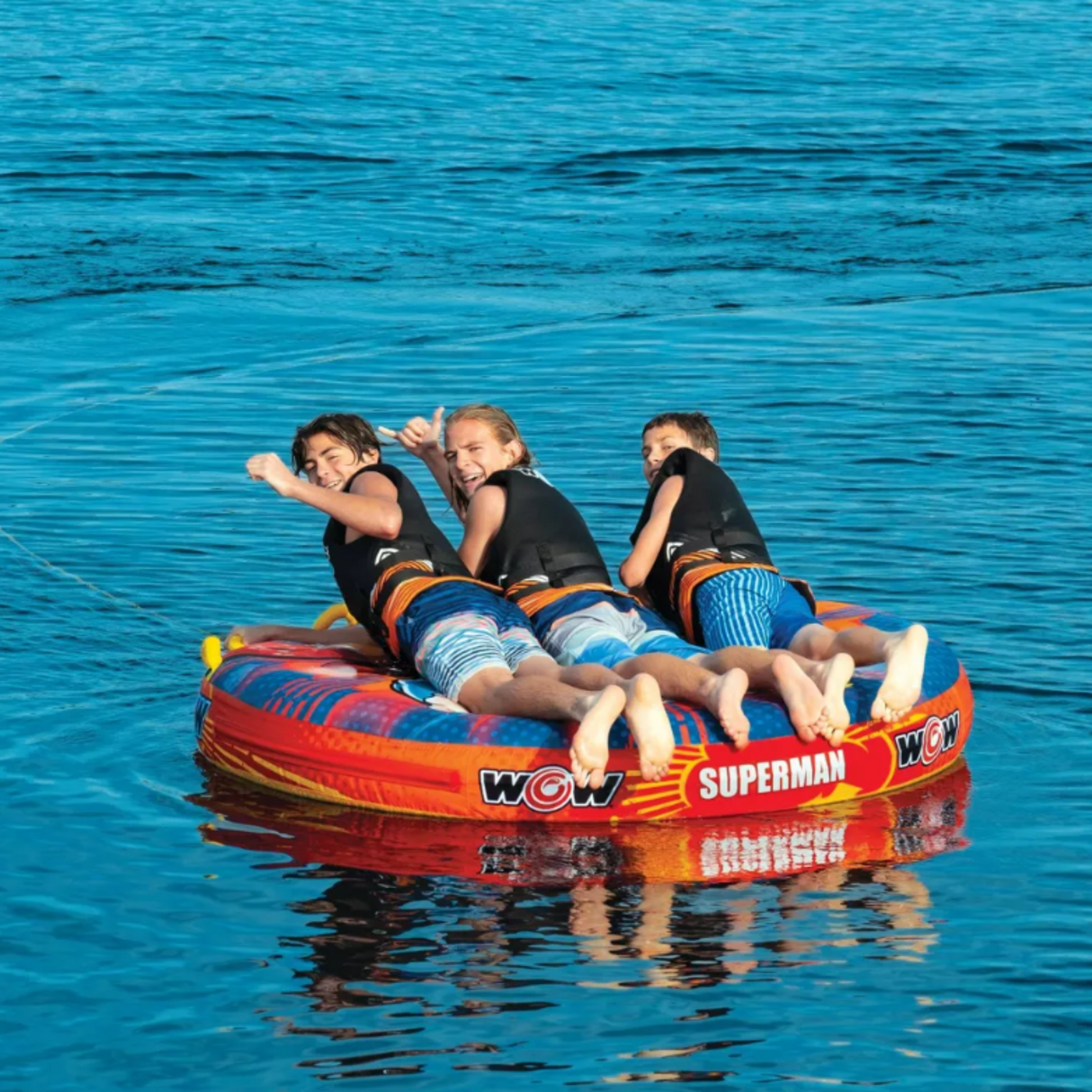 WOW Sports DC Comics Superman 3-Person Soft Top Deck Tube Towable by Jupiter Gear