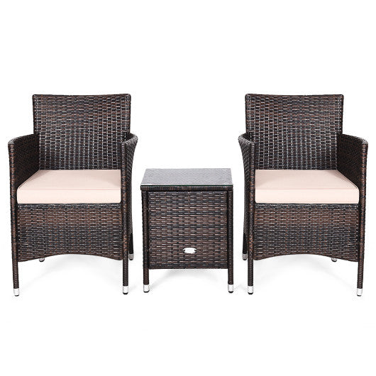 3 Pcs Outdoor Rattan Wicker Furniture Set-Beige