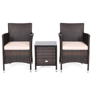 3 Pcs Outdoor Rattan Wicker Furniture Set-Beige