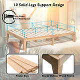 Queen Size 14 Inch Wooden Bed Mattress Frame-Natural