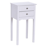Side Table End Accent Table with 2 Drawers-White