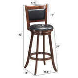 Set of 2 29 Inch Swivel Bar Height Stool Wood Dining Chair Barstool-Brown